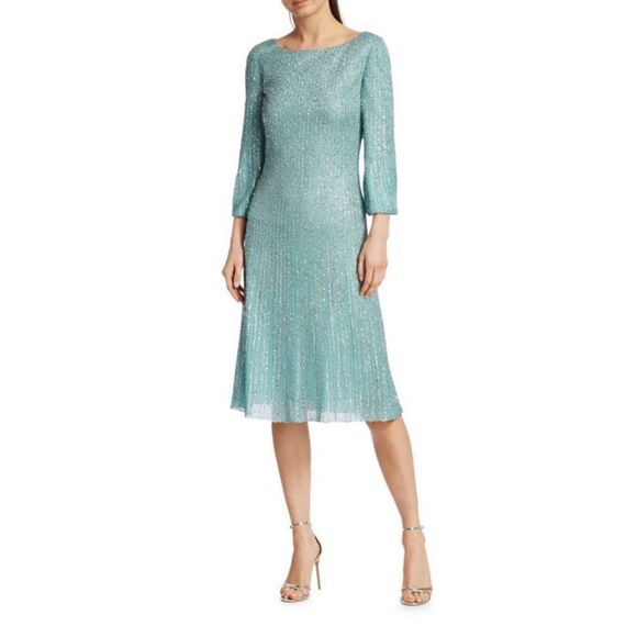 St. John Tinsel Cocktail Dress in Blue Size 6 - Picture 1 of 13